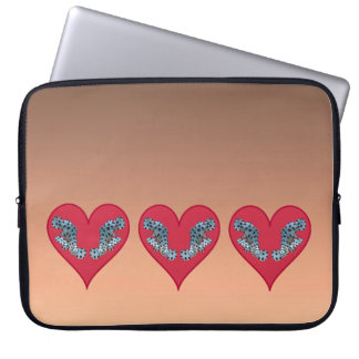 Capa Para Notebook Peixe garoupa - Corações Vermelhos, dispostos hori
