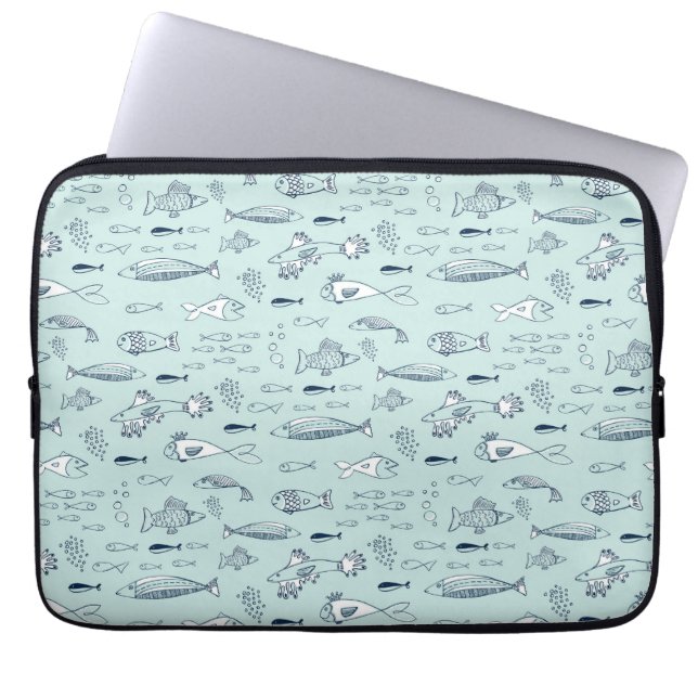 Capa Para Notebook Peixes azuis (Frente)