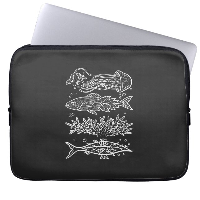 Capa Para Notebook Peixes Estranhos do Mar Profundo (Frente)