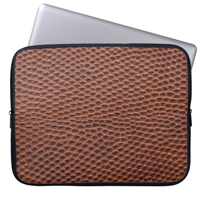Capa Para Notebook Pele Crocodilo: Textura Castanha De Couro (Frente)