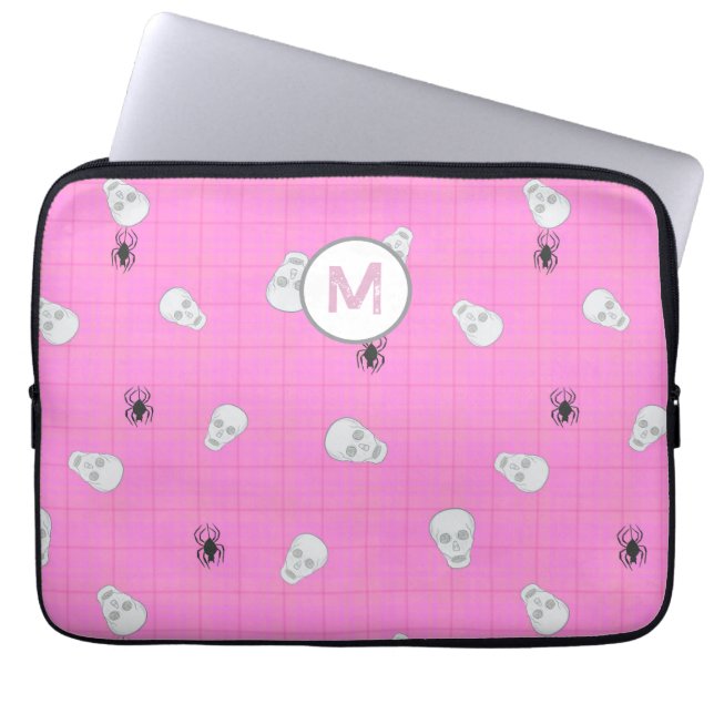 Capa Para Notebook Peles de Halloween de Xadrez Rosa Coquette Persona (Frente)