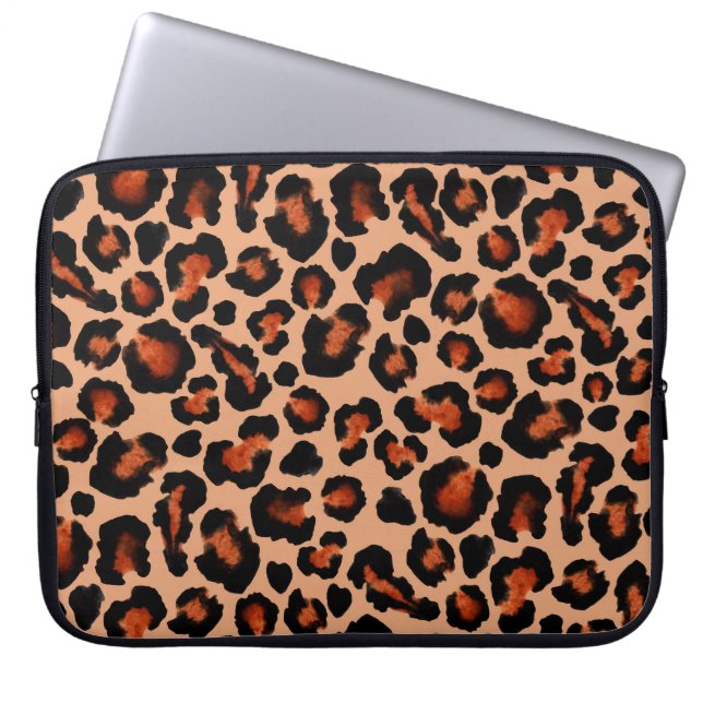 Capa Para Notebook Peles de leopardo, aquarela, fundo sem costura. (Frente)