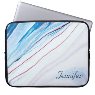 Capa Para Notebook PÊLO AZUL Elegante FAUX MARBLE PERSONALIZADO
