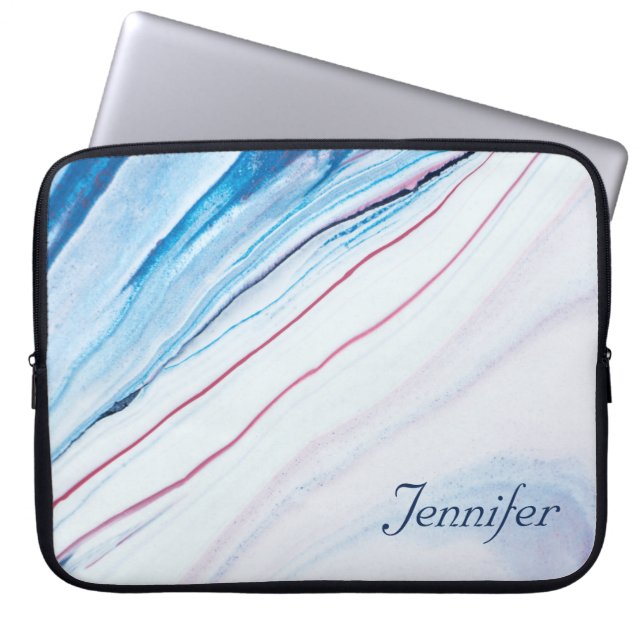 Capa Para Notebook PÊLO AZUL Elegante FAUX MARBLE PERSONALIZADO (Frente)