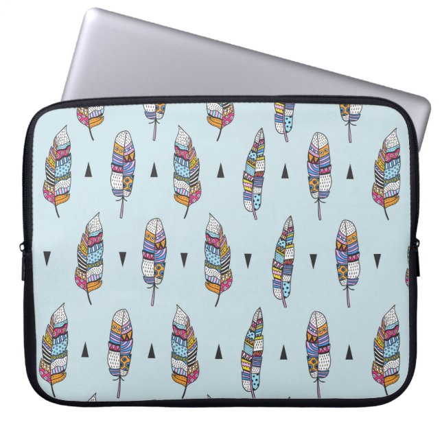 Capa Para Notebook Pena desenhada à mão. Boho sem costura  (Frente)