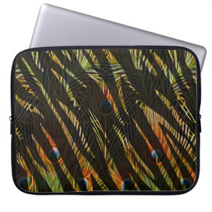 Capa Para Notebook Penas de Peacock e Stripes de Zebra com Padrão Sel