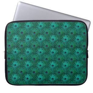 Capa Para Notebook Penas de Peacock Teal Padrão