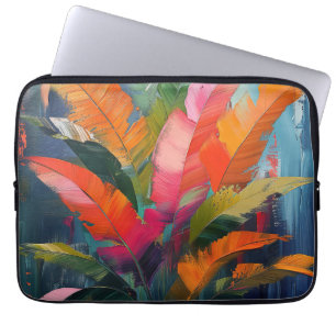 Capa Para Notebook Penas Tropicais – Abstração Botânica Vibrante
