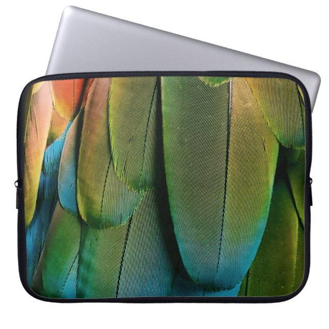 Capa Para Notebook Penas verdes e azuis (Frente)