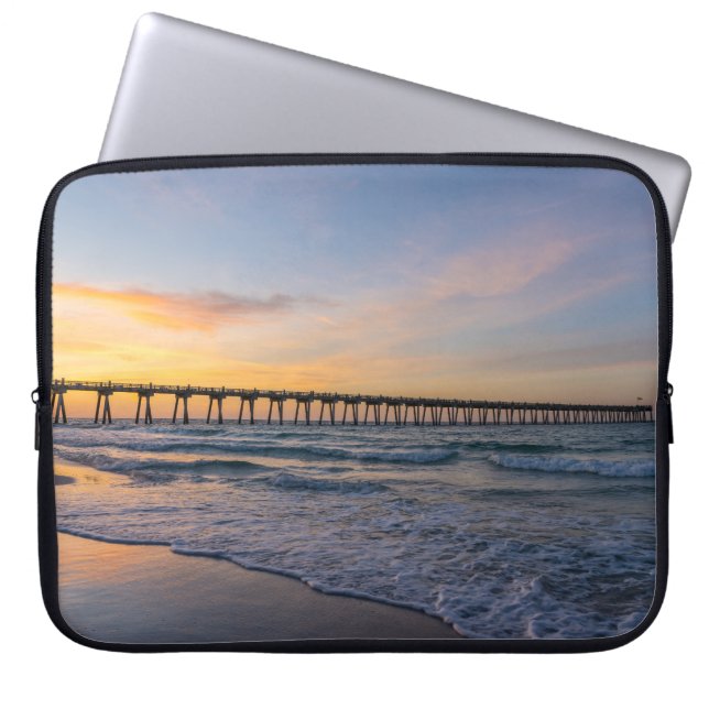 Capa Para Notebook Pensacola Pier Shoreline Sunrise Bolsa de laptop (Frente)