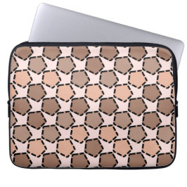 Capa Para Notebook Pentágonos castanhos simétricos com bordas traceja
