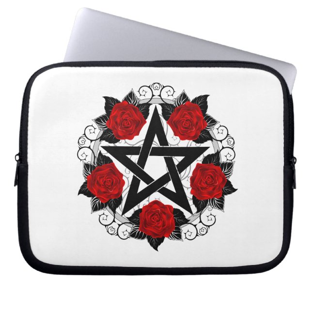 Capa Para Notebook Pentagrama com Rosas vermelhas (Frente)
