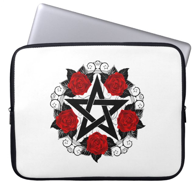 Capa Para Notebook Pentagrama com Rosas vermelhas (Frente)