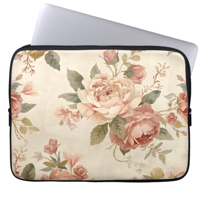 Capa Para Notebook Peônia Romântica & Jardim Antigo de Rosa (Frente)