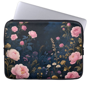 Capa Para Notebook Peônia Rosa Jardim da Meia-Noite em Flor