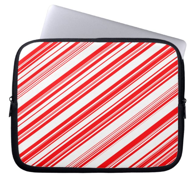 Capa Para Notebook Peppermint Candy Cane Stripes Xmas Electronics Bag (Frente)