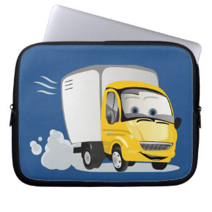 Capa Para Notebook Pequeno Caminhão de Cartoon Amarelo para Crianças!