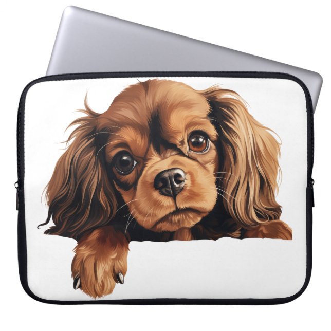 CAPA PARA NOTEBOOK PEQUENO CÃO DE BRINQUEDOS ESPANHOL VERMELHO (Frente)