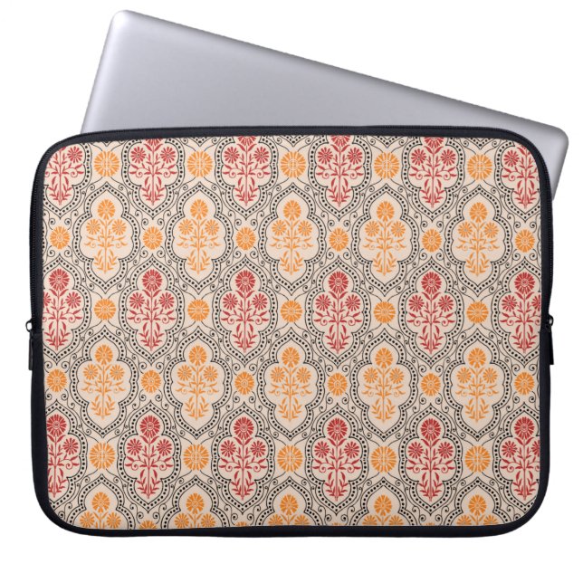CAPA PARA NOTEBOOK PEQUENO PADRÃO DE FLORES MÚGHPLOS DESIGN DE FUNDO  (Frente)