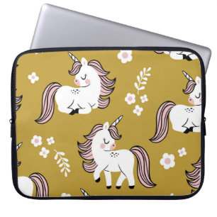Capa Para Notebook Pequenos unicórnios, flores, padrão de colheita am