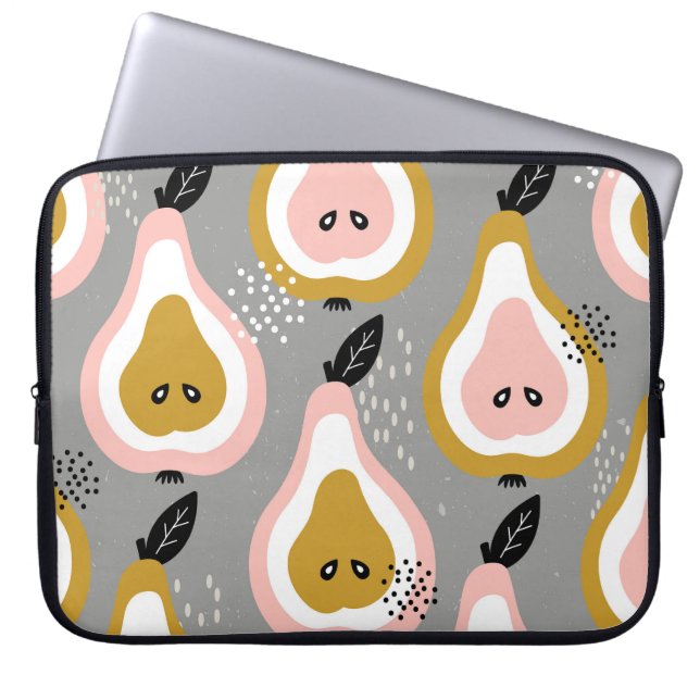 Capa Para Notebook Peras coloridas, padrão de colheita. (Frente)