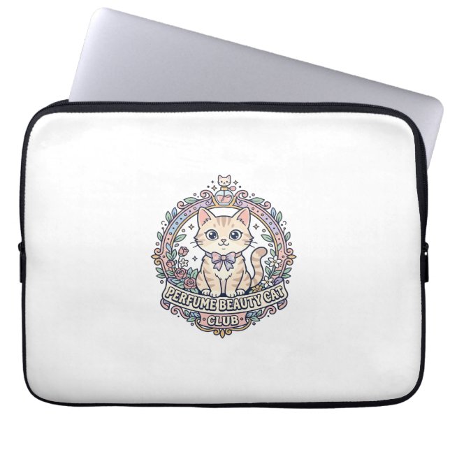 Capa Para Notebook Perfume Beleza Gato Gato Fofo Design de Camiseta - (Frente)