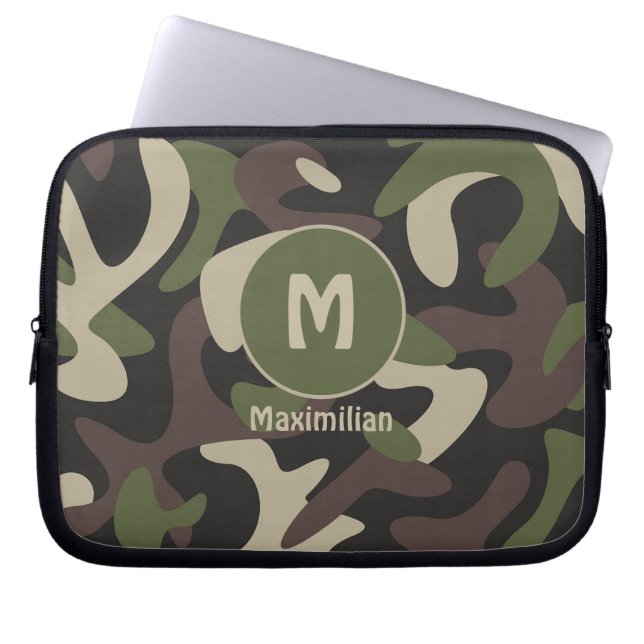Capa Para Notebook Personalização do Padrão Verde Marrom da Camouflag (Frente)