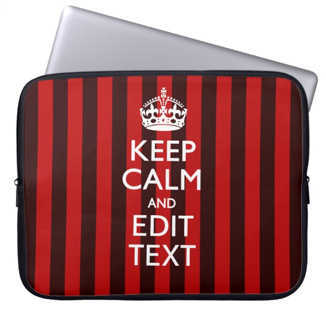 Capa Para Notebook Personalizado Mantenha Calmo seu texto em faixas v (Frente)