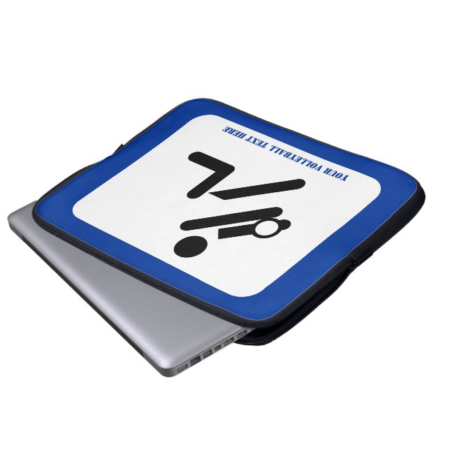Capa Para Notebook Personalizado para o ícone azul e preto do voleibo (Frente Inferior)
