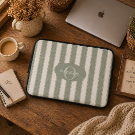 Capa Para Notebook Personalizado Rustico Verde Salvia Listrado