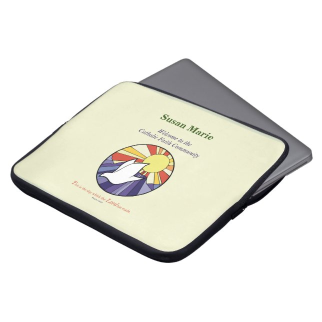 Capa Para Notebook Personalizar Nome, Círculo da Pomba RCIA no Amarel (Frente Topo)