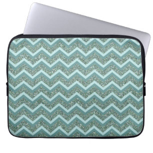Capa Para Notebook Personalize esta Glitter Teal ZigZag