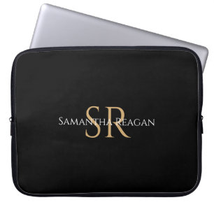 Capa Para Notebook Personalize Nome & Monograma em Texto Dourado e Br