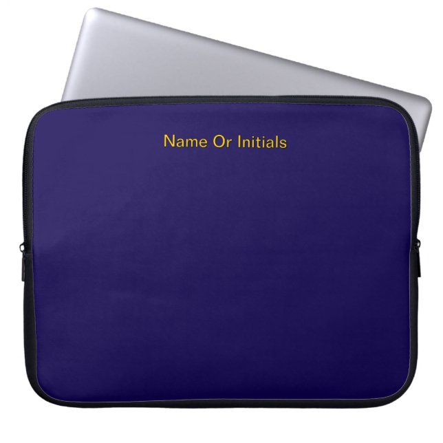 Capa Para Notebook Personalize With Name Initials Dk Blue + Orange   (Frente)