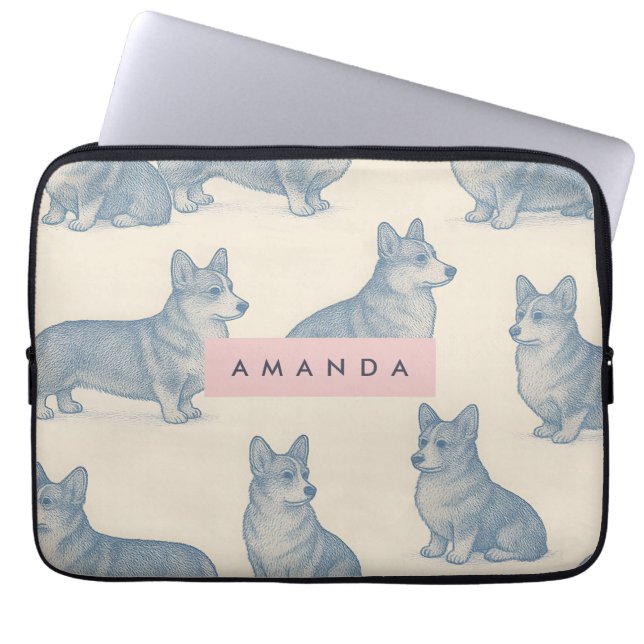 Capa Para Notebook Personalized Adorable Corgi Pattern (Frente)