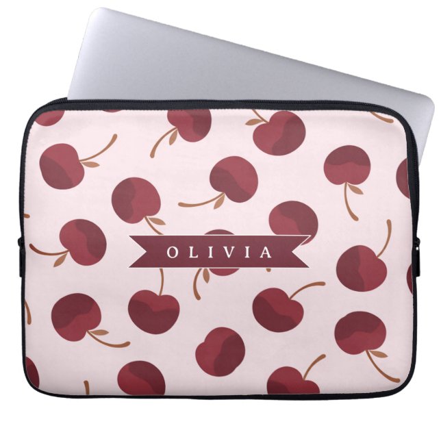 Capa Para Notebook Personalized Aesthetic Cherry Pattern Name Gift (Frente)