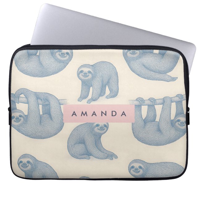 Capa Para Notebook Personalized Charming Elegant Blue Sloth Pattern (Frente)