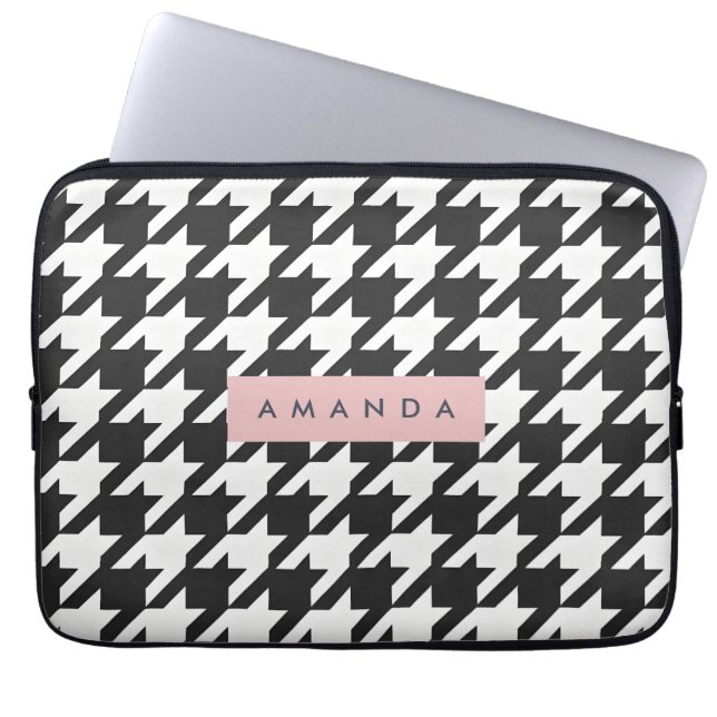 Capa Para Notebook Personalized Classic Black and White Houndstooth  (Frente)