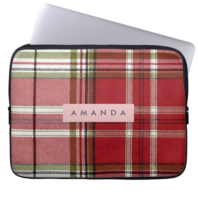 Capa Para Notebook Personalized Classic Red and Olive Plaid  (Frente)