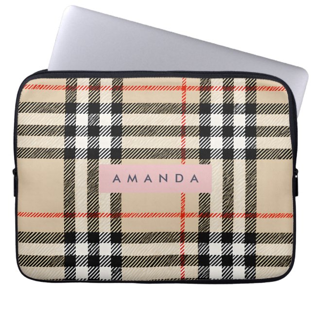 Capa Para Notebook Personalized Classic Tan, Black & Red Plaid (Frente)