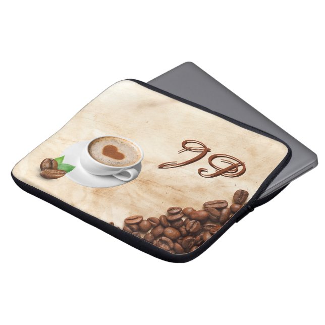 Capa Para Notebook Personalized Coffee Laptop Sleeve Initials (Frente Topo)