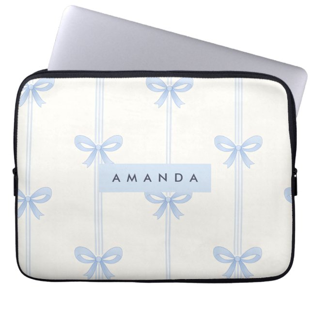 Capa Para Notebook Personalized Coquette Pastel Soft Blue Ribbon Bow  (Frente)