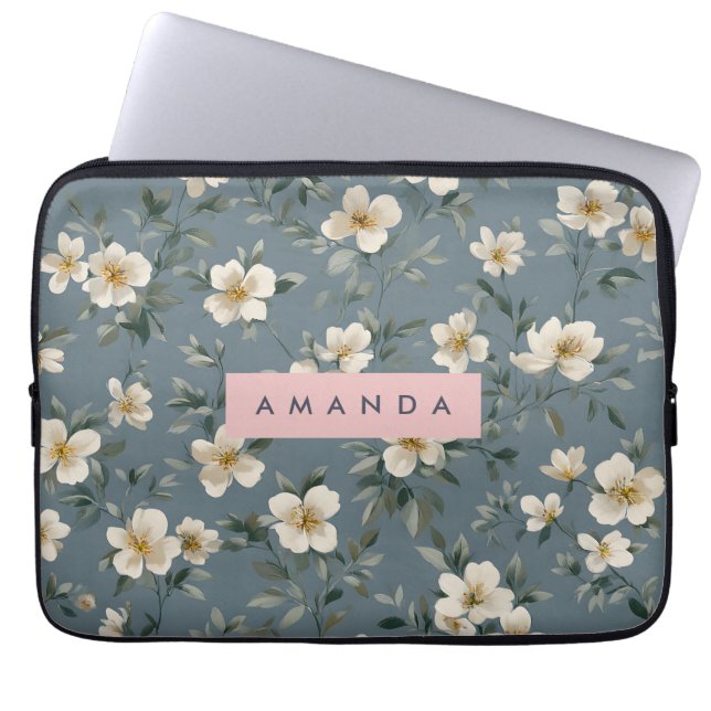 Capa Para Notebook Personalized Elegant Blue Almond Blossom  (Frente)