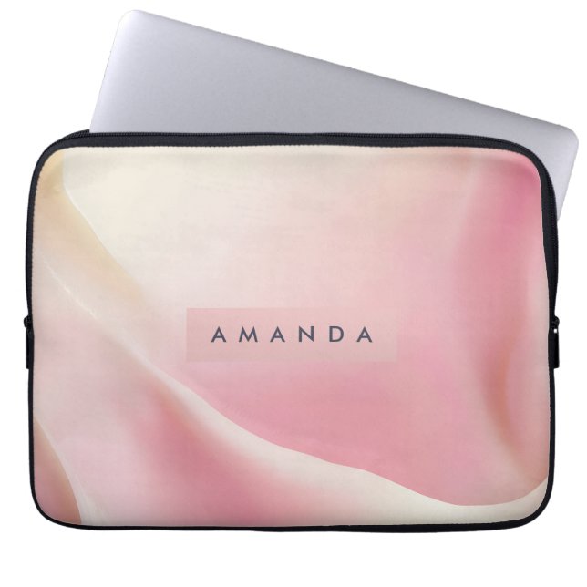Capa Para Notebook Personalized Gentle Pink Silk Wave Design (Frente)
