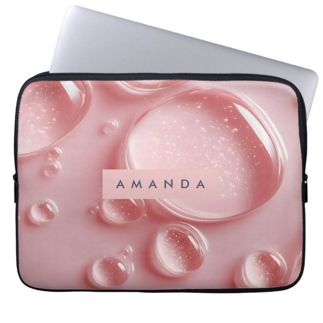 Capa Para Notebook Personalized Glossy Blush Pink Water Droplets  (Frente)