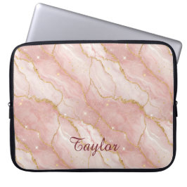 Capa Para Notebook Personalized Modern Rose Quartz Marble Gold Glitte