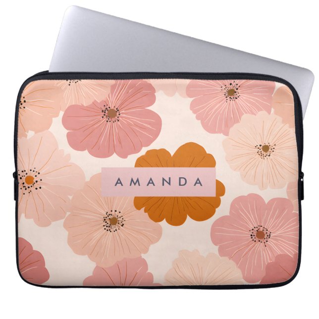 Capa Para Notebook Personalized Peach and Pink Flower Print (Frente)