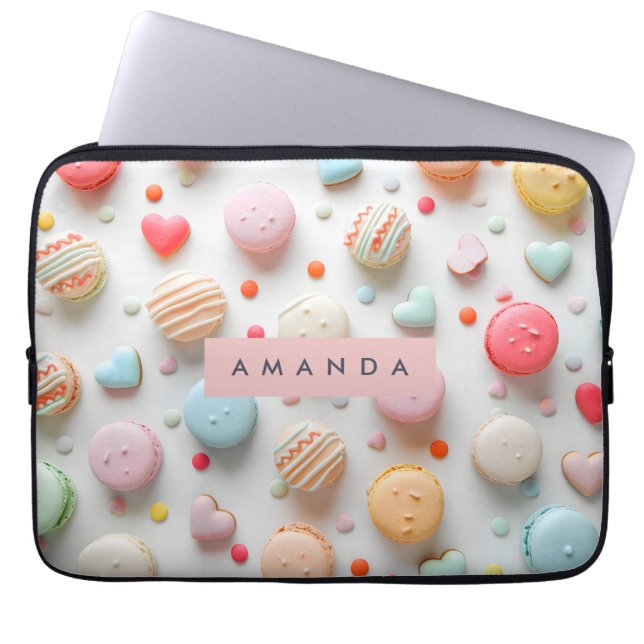 Capa Para Notebook Personalized Playful Pastel Macaron & Candy Heart  (Frente)