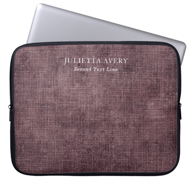 Capa Para Notebook Personalized Purple Wine Linen Rustic Texture (Frente)