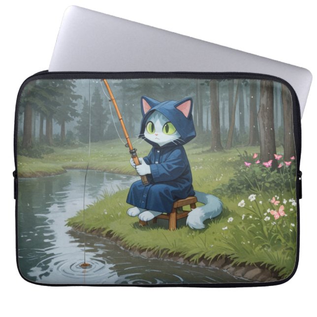 Capa Para Notebook Pesca em dia chuvoso  (Frente)